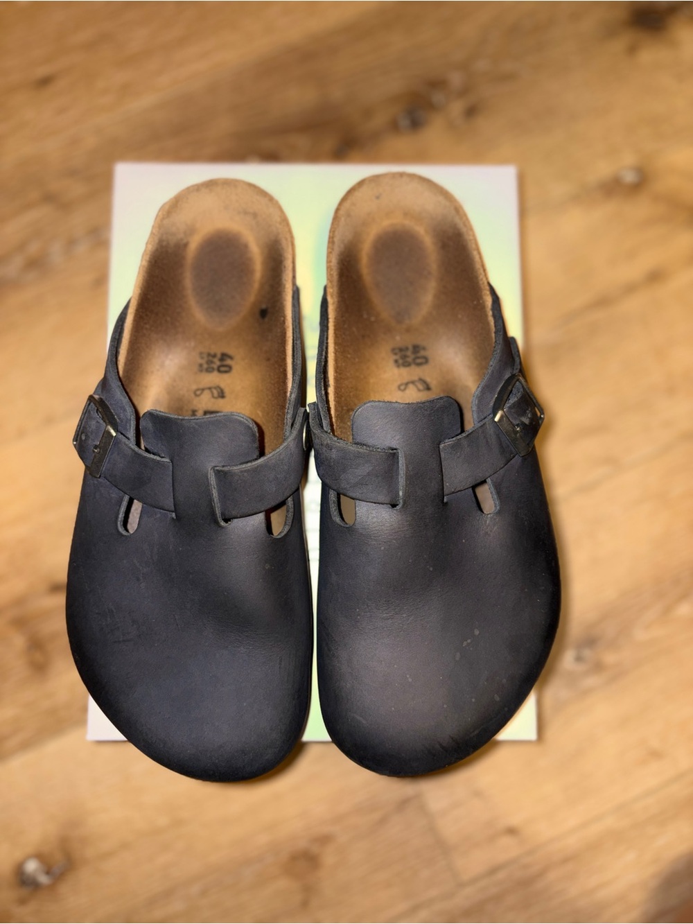Birkenstock Navy Slip-On Clogs with Buckle